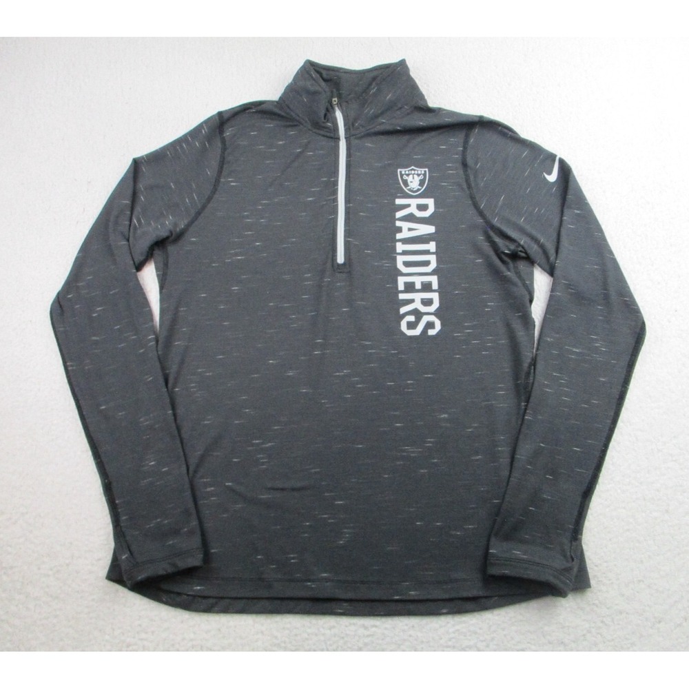 Nike Las Vegas Raiders Sweater Mens L Gray Dri-Fit Pullover 1/4 Zip NFL Football